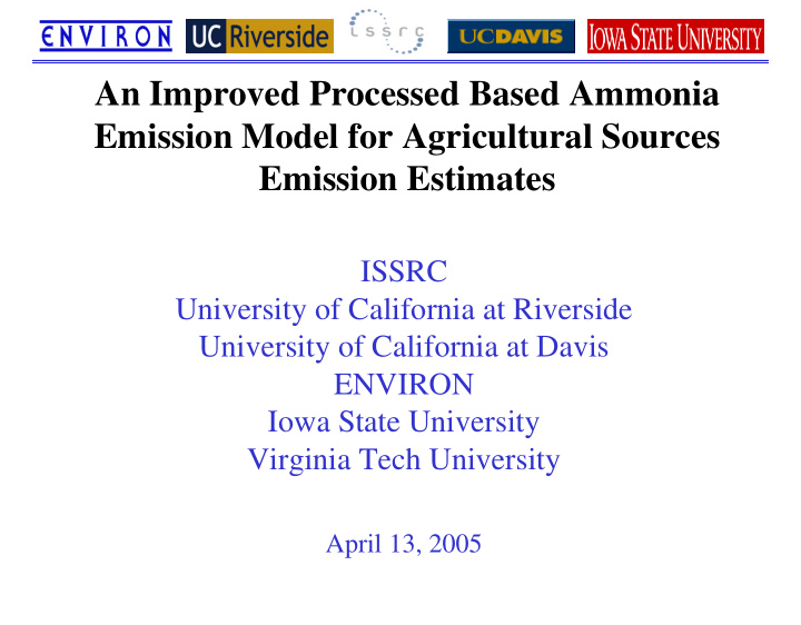 an improved processed based ammonia emission model for