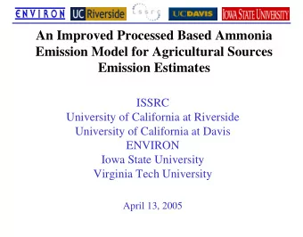 An Improved Processed Based Ammonia  Emission Model for Agricultural Sources  Emission Estimates