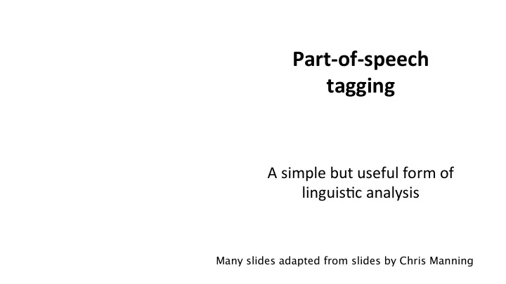 part of speech tagging