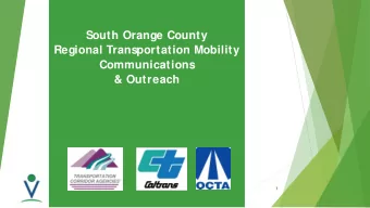 South Orange County  Regional Transportation Mobility  Communications  &amp; Outreach  1  STRATEGIC