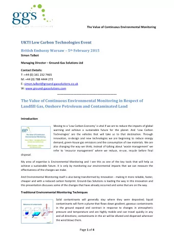 UKTI Low Carbon Technologies Event British Embassy Warsaw  5 th February 2015  Simon Talbot