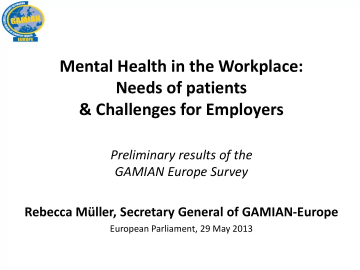 mental health in the workplace needs of patients