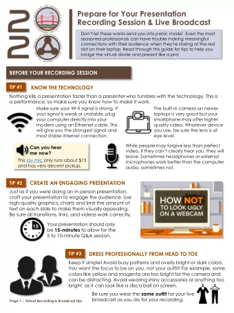 Prepare for Your Presentation  Recording Session &amp; Live Broadcast  Dont let these words send