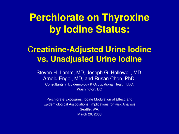 perchlorate on thyroxine by iodine status