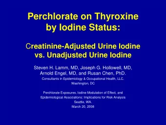 Perchlorate on Thyroxine  by Iodine Status: C reatinine-Adjusted Urine Iodine  vs. Unadjusted Urine