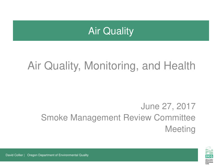 air quality monitoring and health
