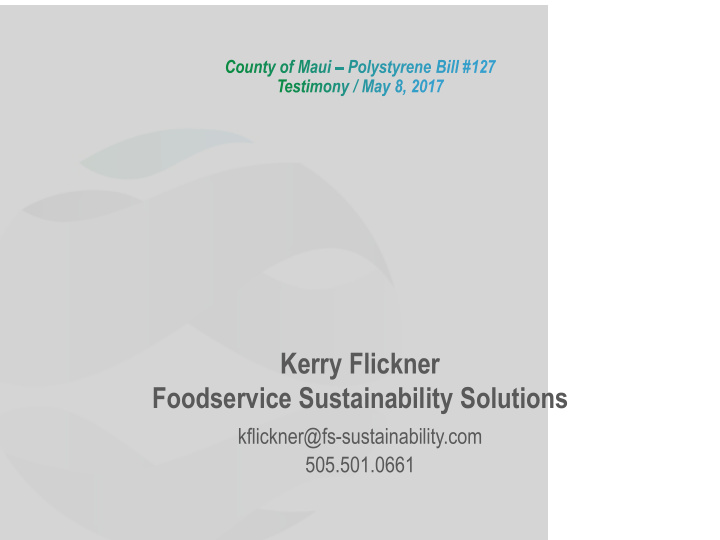 kerry flickner foodservice sustainability solutions