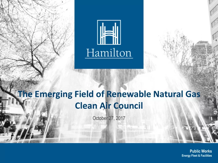 the emerging field of renewable natural gas