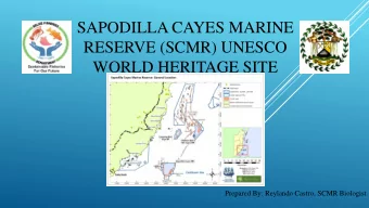 RESERVE (SCMR) UNESCO  WORLD HERITAGE SITE  Prepared By: Reylando Castro, SCMR Biologist  SCMR