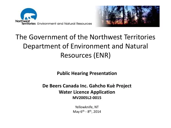 the government of the northwest territories department of