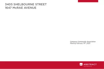 3405 SHELBOURNE STREET  1647 McRAE AVENUE  Established in 1999, Abstract Developments has become