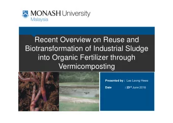 Recent Overview on Reuse and  Biotransformation of Industrial Sludge  into Organic Fertilizer