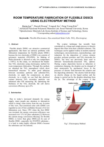 ROOM TEMPERATURE FABRICATION OF FLEXIBLE DSSCS  USING ELECTROSPRAY METHOD Horim Lee 1,2 , Daesub