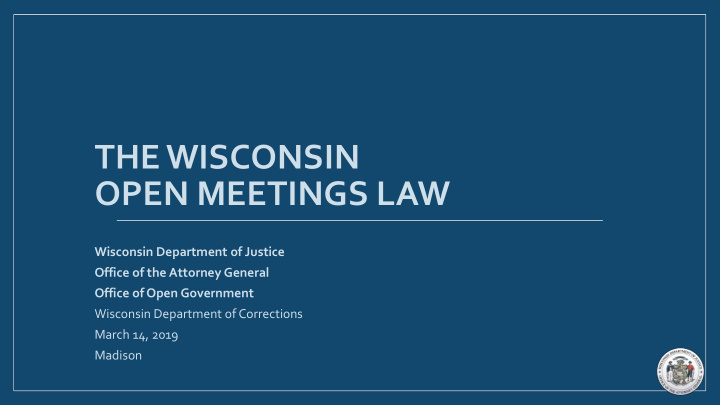 the wisconsin open meetings law