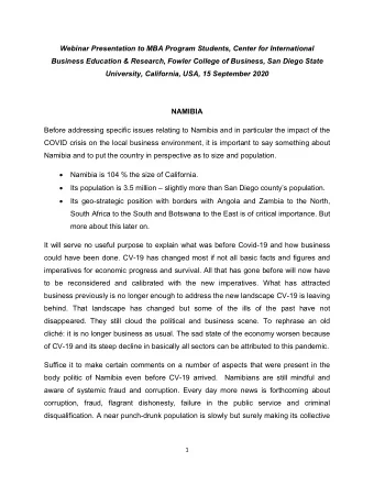 NAMIBIA  Before addressing specific issues relating to Namibia and in particular the impact of the