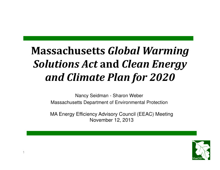 massachusetts global warming solutions act and clean
