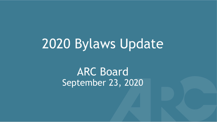 2020 bylaws update