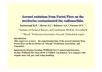 Aerosol emissions from Forest Fires on the  Aerosol emissions from Forest Fires on the  territories