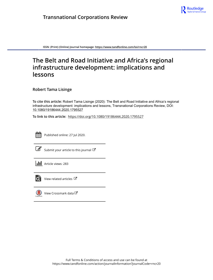 the belt and road initiative and africa s regional