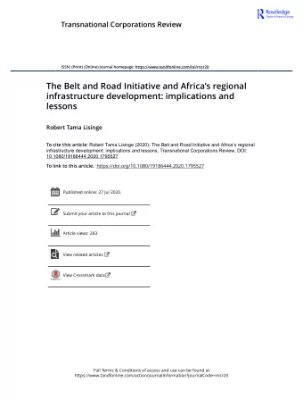 The Belt and Road Initiative and Africas regional  infrastructure development: implications and