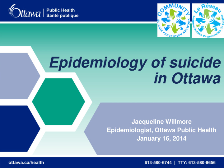 epidemiology of suicide in ottawa