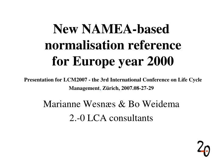 new namea based normalisation reference for europe year