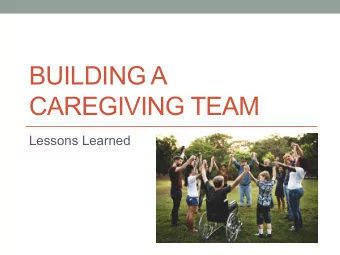 BUILDING A  CAREGIVING TEAM  Lessons Learned  Team Structure  Team Member  Team  Coordinator  Team