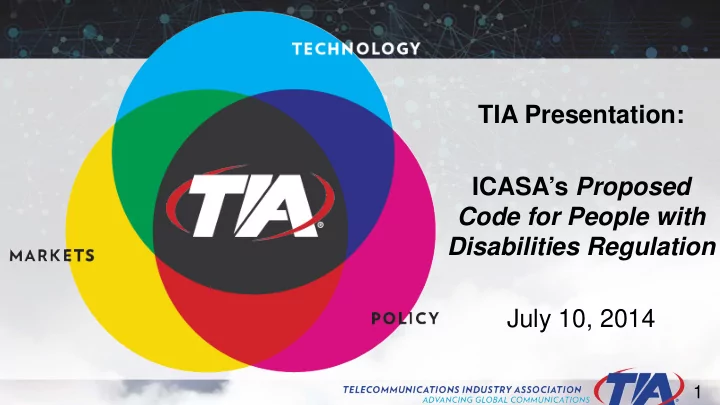 tia presentation icasa s proposed code for people with