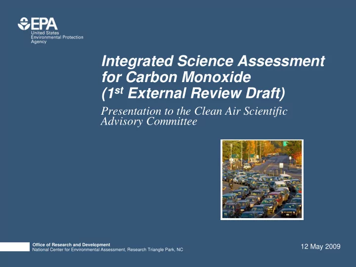 integrated science assessment for carbon monoxide 1 st