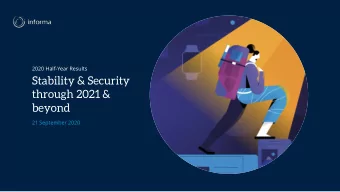 beyond  21 September 2020  Disclaimer  This presentation contains forward-looking statements