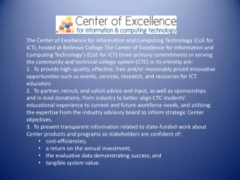 ICT), hosted at Bellevue College The Center of Excellence for Information and  Computing
