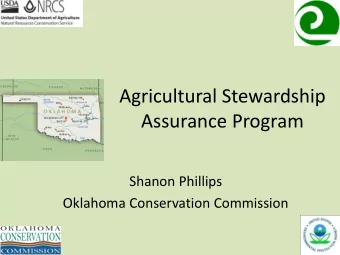 Agricultural Stewardship  Assurance Program  Shanon Phillips  Oklahoma Conservation Commission