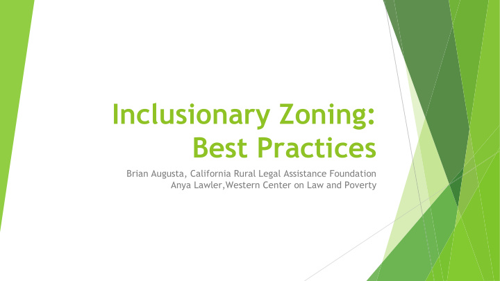inclusionary zoning best practices