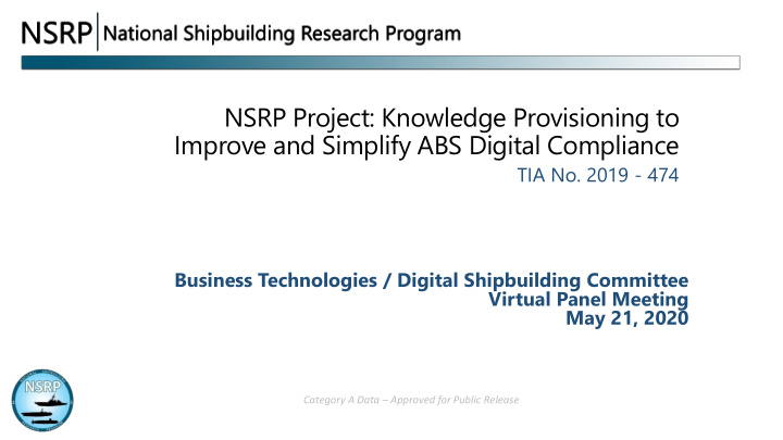 nsrp project knowledge provisioning to improve and