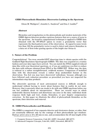 GHRS Photocathode Blemishes: Discoveries Lurking in the Spectrum Glenn M. Wahlgren 1 , Jennifer L.