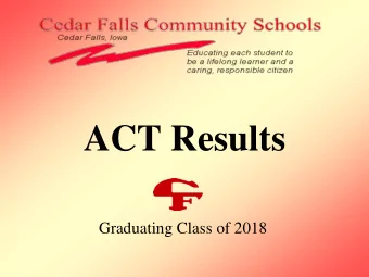 ACT Results  Graduating Class of 2018 ACT College Readiness  ACT has determined benchmark scores in