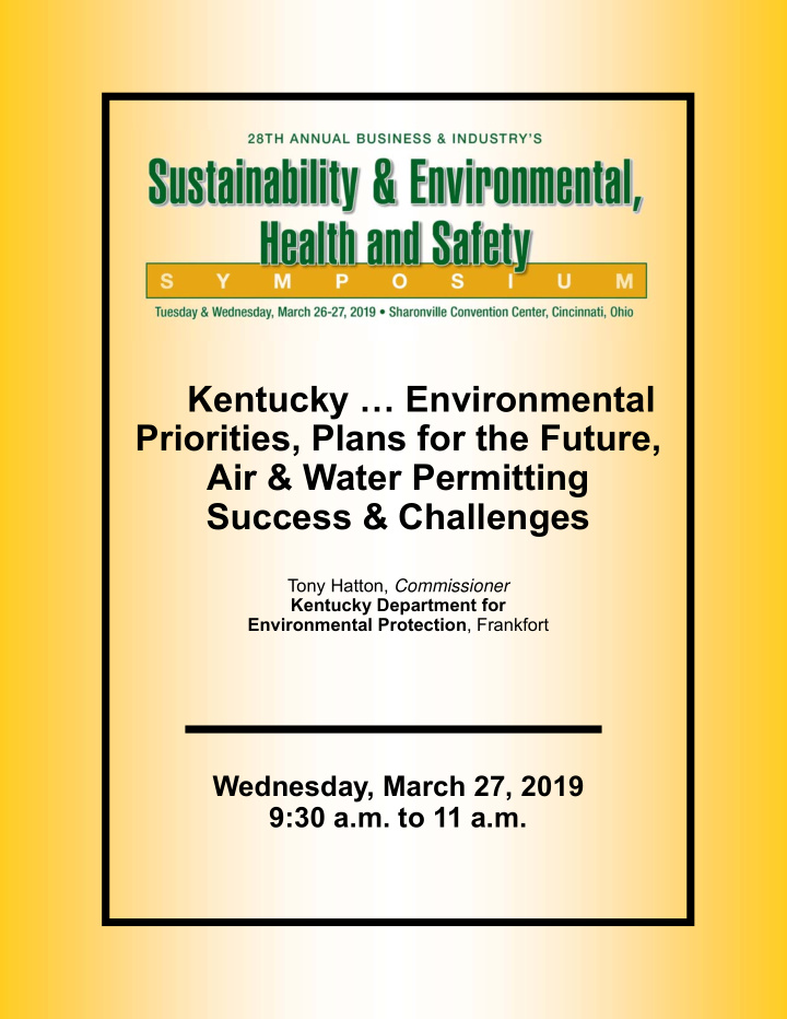 kentucky environmental priorities plans for the future