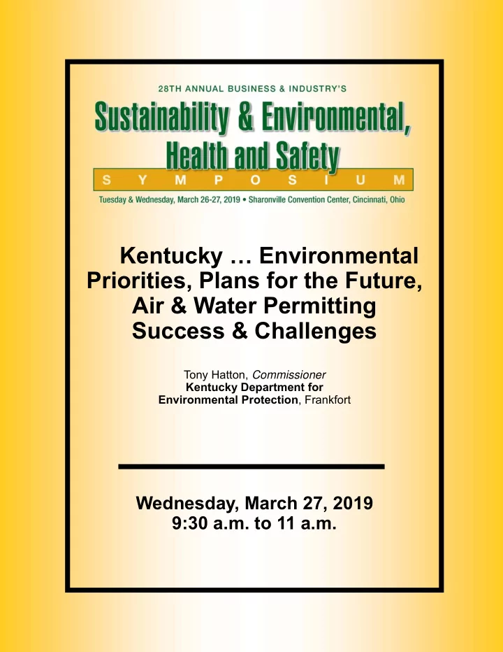 kentucky environmental priorities plans for the future