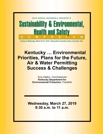 Kentucky  Environmental  Priorities, Plans for the Future,  Air &amp; Water Permitting Success