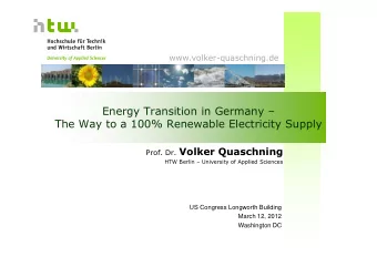 Energy Transition in Germany   Energy Transition in Germany   The Way to a 100% Renewable