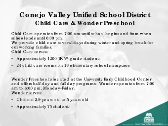 Cone jo Valle y Unifie d Sc hool Distr  ic t  Child Ca re  &amp; Wonde r Pre sc hool  Child Ca re