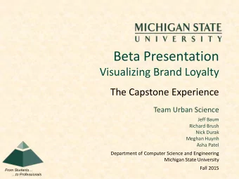 Beta Presentation  Visualizing Brand Loyalty  The Capstone Experience  Team Urban Science  Jeff