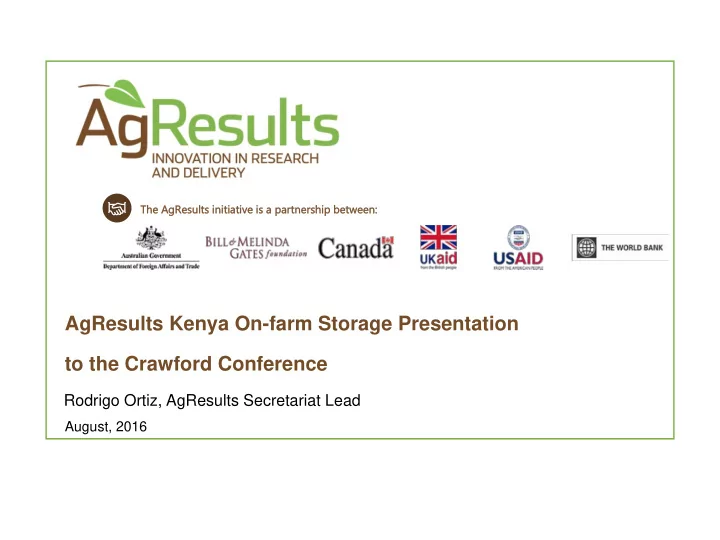 agresults kenya on farm storage presentation to the