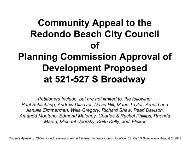 community appeal to the redondo beach city council of