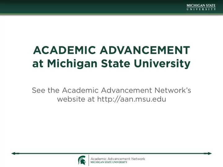 academic advancement at michigan state university