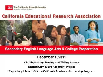California Educational Research Association  Secondary English Language Arts &amp; College