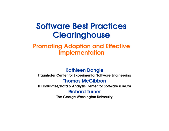 software best practices clearinghouse