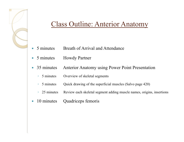 class outline anterior anatomy