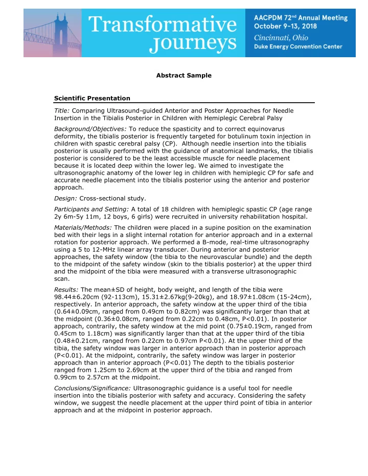 abstract sample scientific presentation title comparing