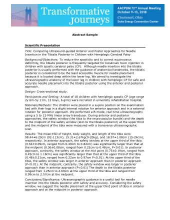 Abstract Sample  Scientific Presentation Title: Comparing Ultrasound-guided Anterior and Poster